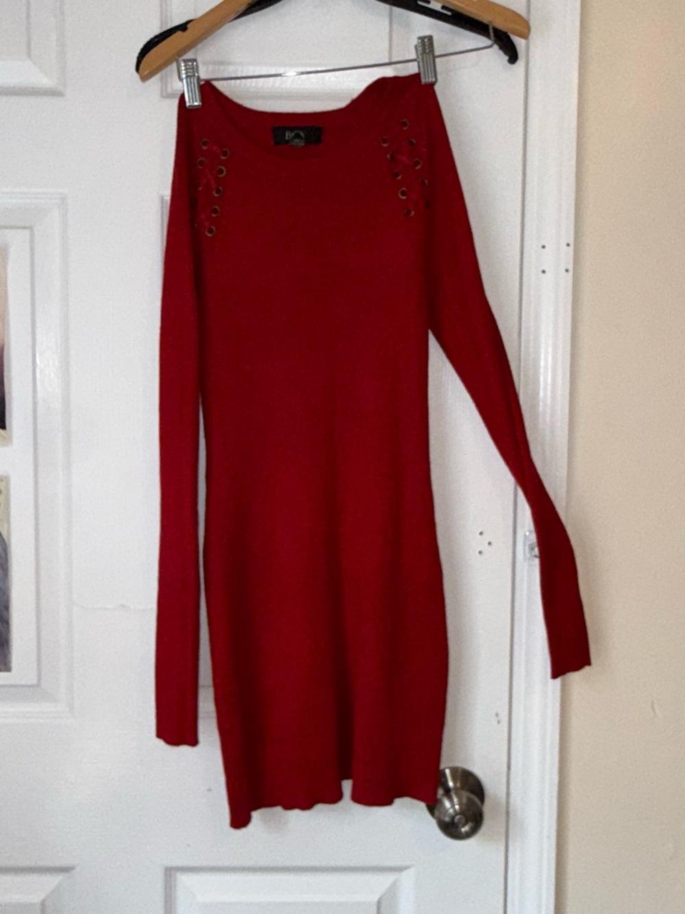 Red Long Sleeve Knit Bodycon Dress BCX